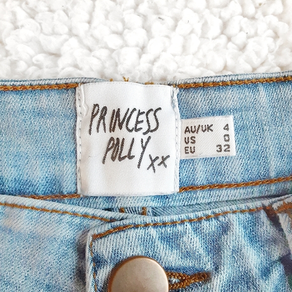 PRINCESS POLLY High Rise Distressed Lightwash Skinny Jeans Size 0 / 23 / 24 - Picture 7 of 7